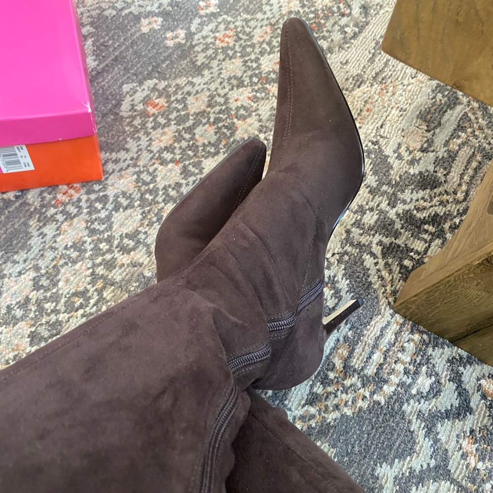 Faux Suede Stretch Tall Boots. Never worn in box.
